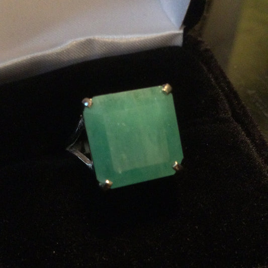 Genuine Square Cut Emerald Ring