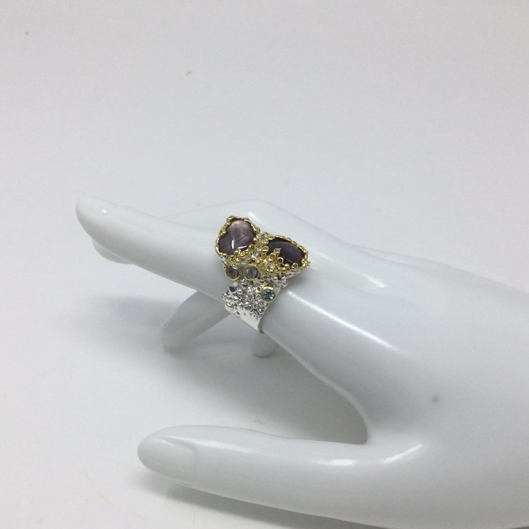 Genuine Rubies & Topaz Ring