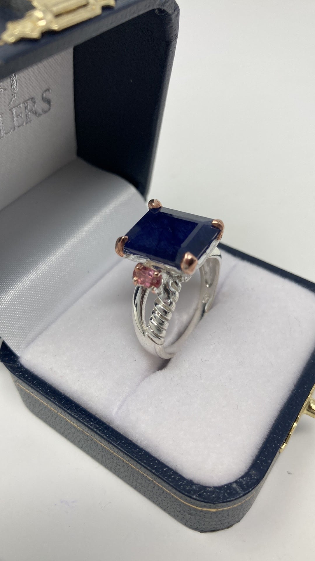 Sensual Genuine Sapphire & Pink Tourmaline Ring