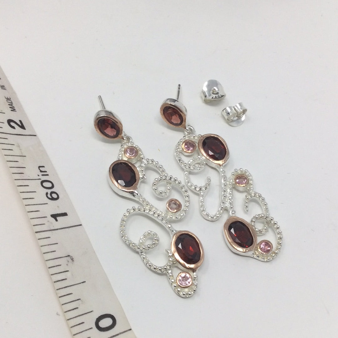 Genuine Garnet & Tourmaline Earrings