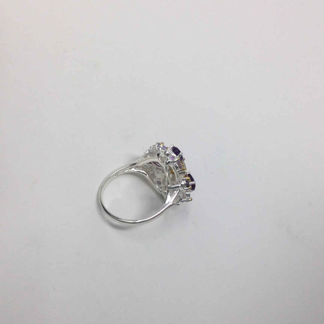 Genuine Opal, Tanzanite & Amethyst Ring