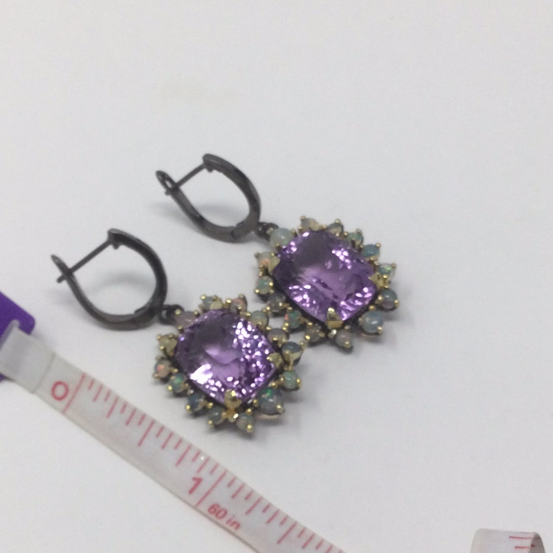 Genuine Amethyst & Opal Earrings