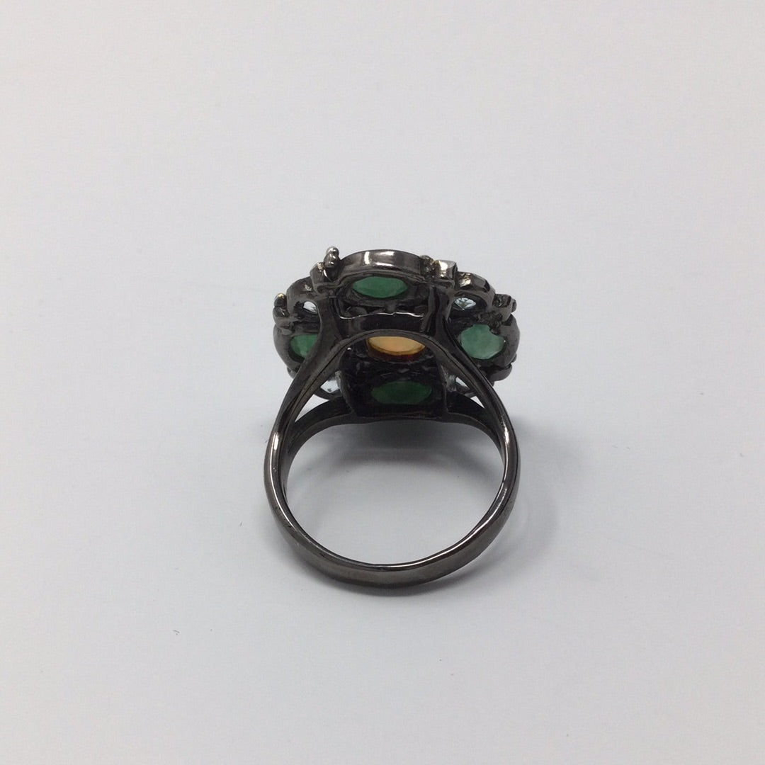 Gorgeous Genuine Opal & Emerald Ring