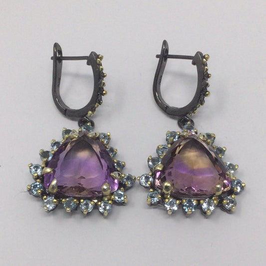 Genuine Ametrine & Topaz Earrings