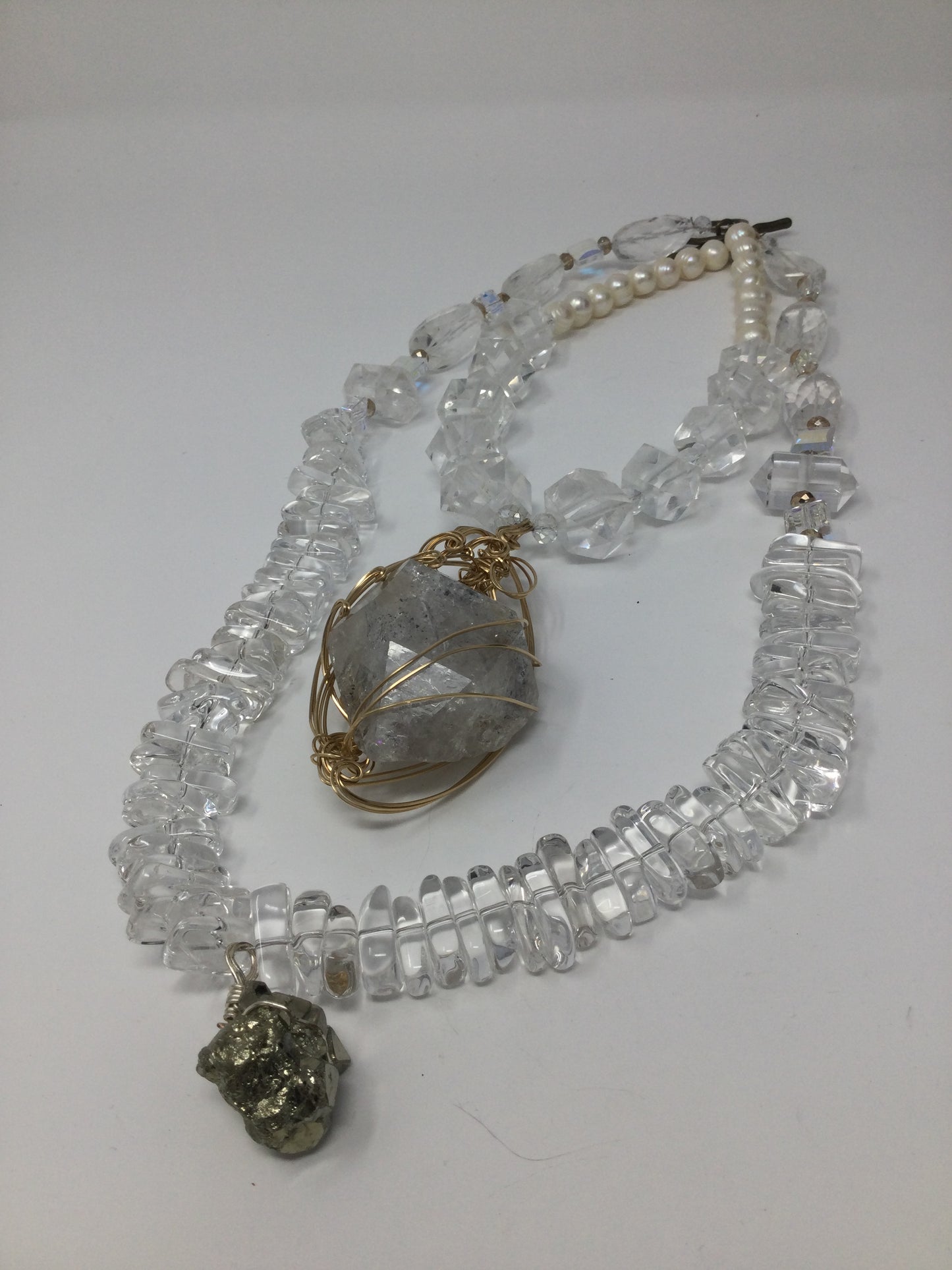Genuine Herkimer Diamond & Rock Crystal Necklace Artist Original