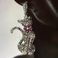 Unique Cat Earrings with Genuine Rubies