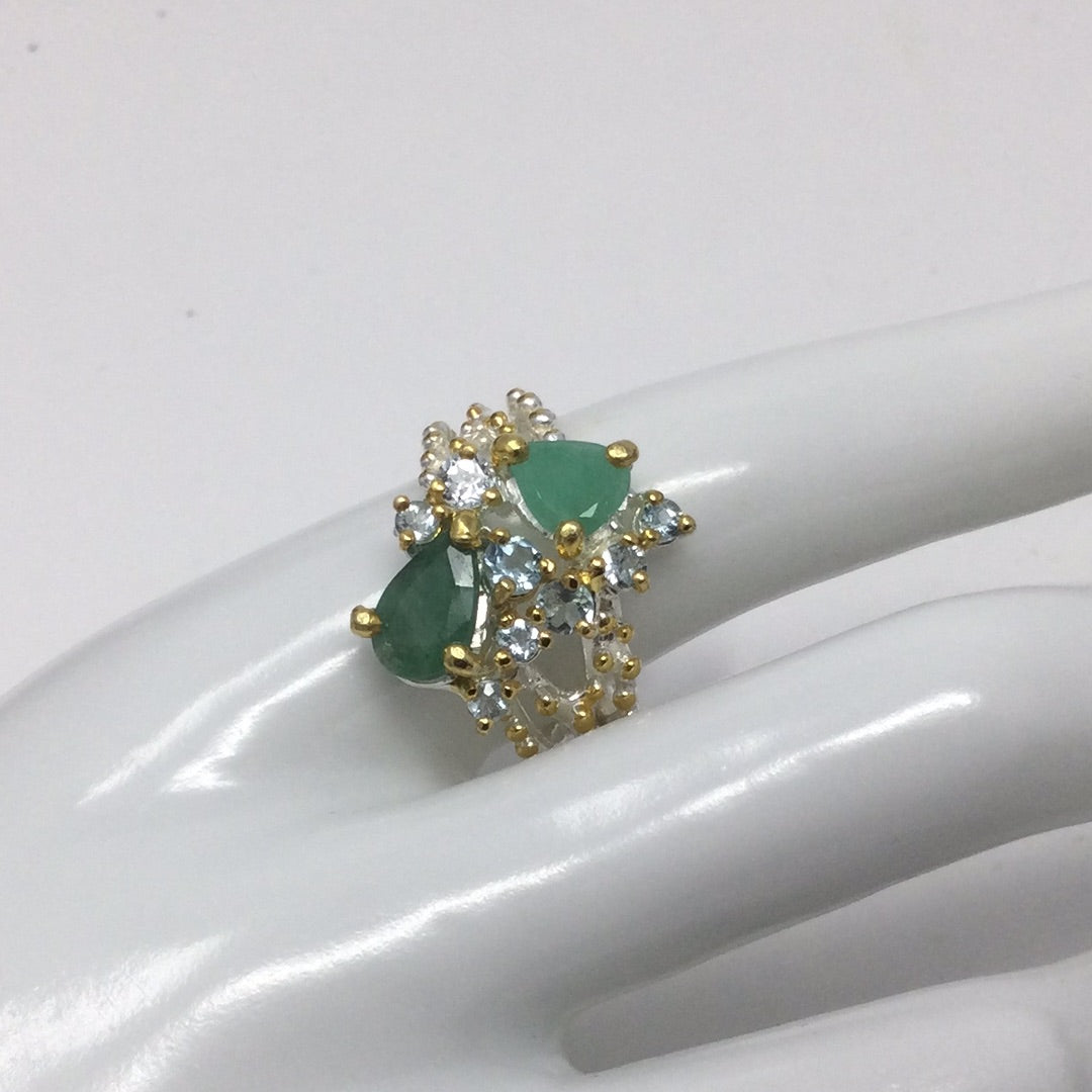 Genuine Emeralds Pear Shaped Ring
