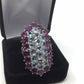 Elegant Genuine Aquamarine & Garnet Rng