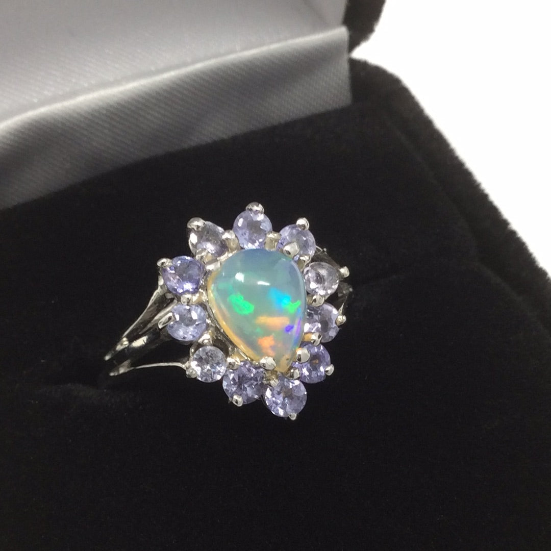 Genuine Opal & Tanzanite Ring