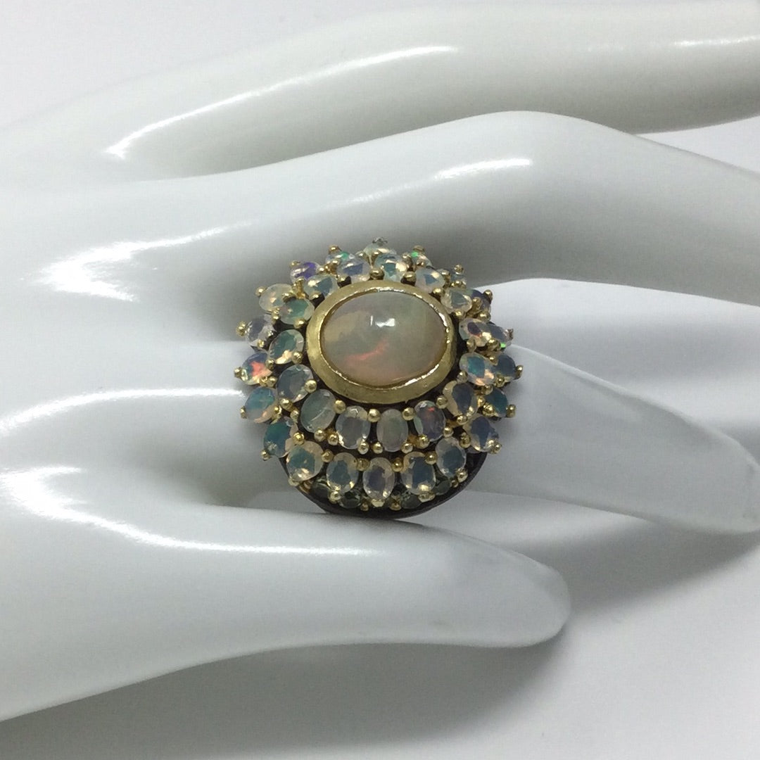 Genuine  Explosion of Opals Ring