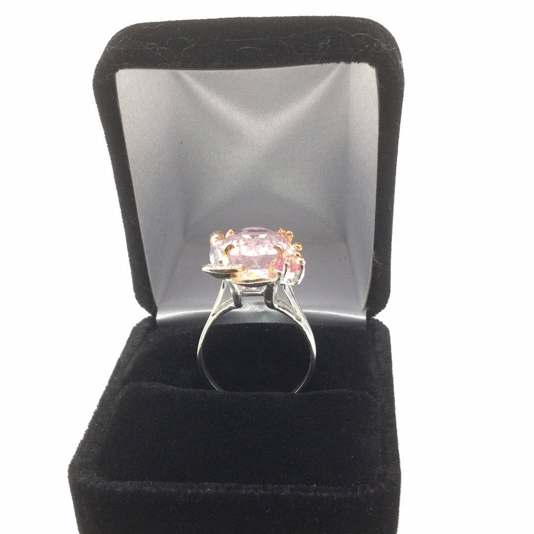 Genuine Kunzite & Tourmaline Ring