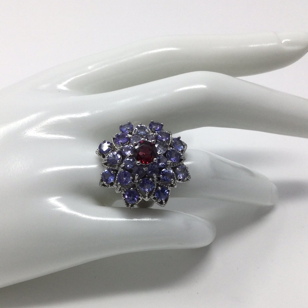 Genuine Tanzanite & Garnet Ring