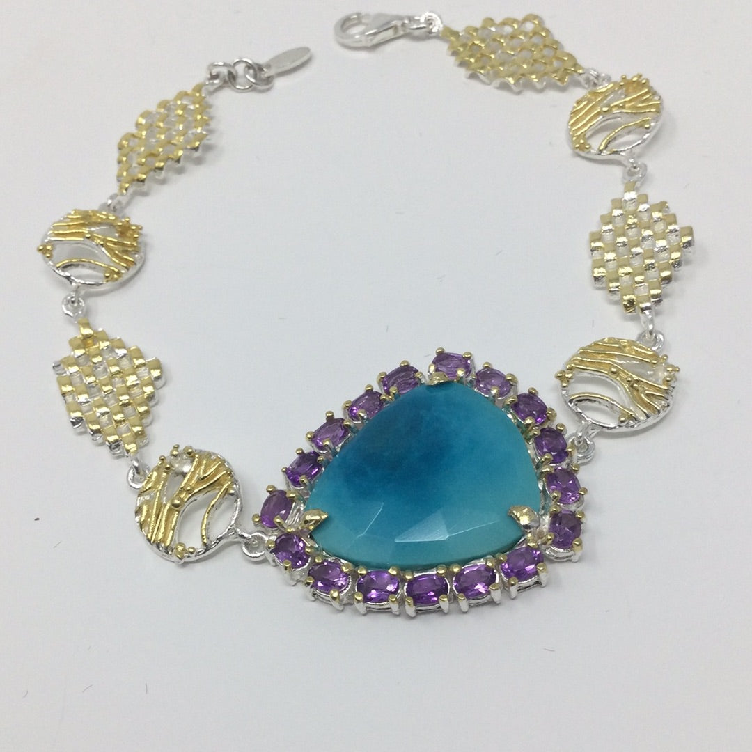 Genuine Turquoise & Amethyst Bracelet