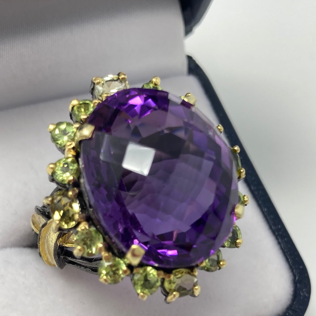 Impressive Genuine 35 CTW Amethyst Ring