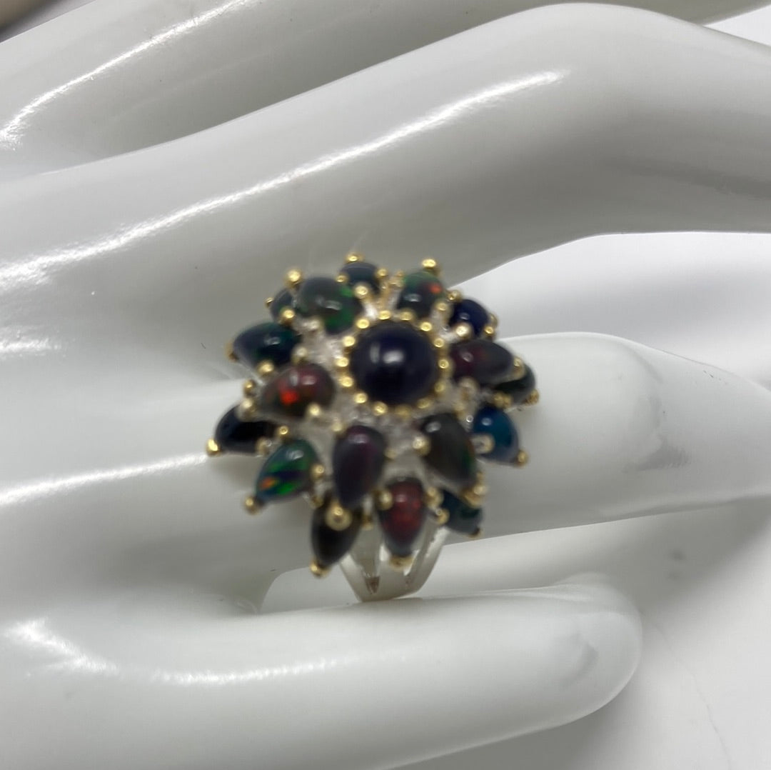 Incandescent Genuine Fiery Black Opal Ring