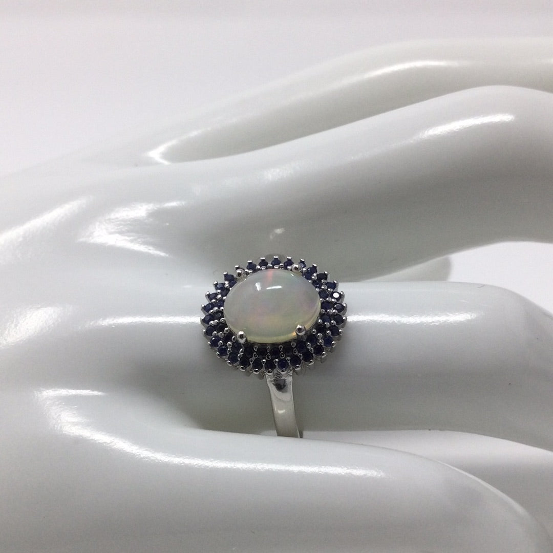 Genuine Opal & Sapphire Ring