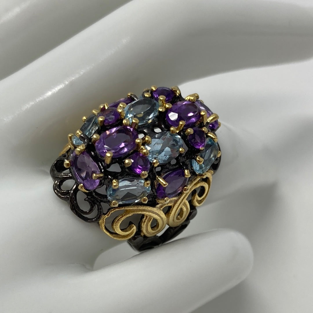 Imperial Elegance Genuine Amethyst & Topaz Ring