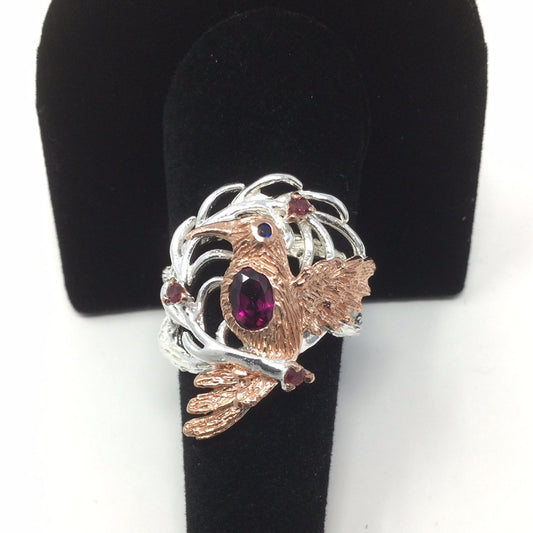 Hummingbird Genuine Garnet Ring