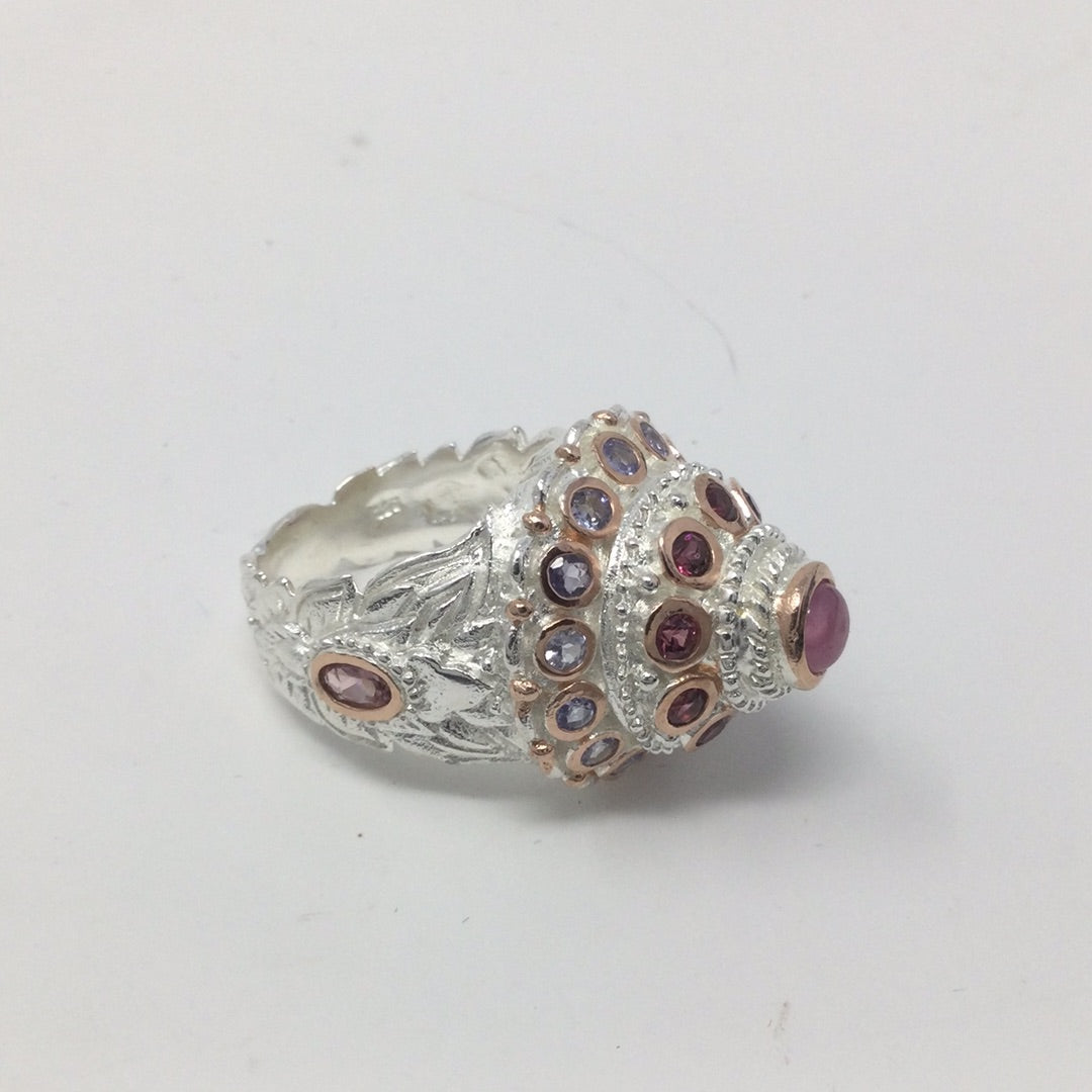 Ravishing Ruby, with Tanzanite Genuine Gemstone Ring