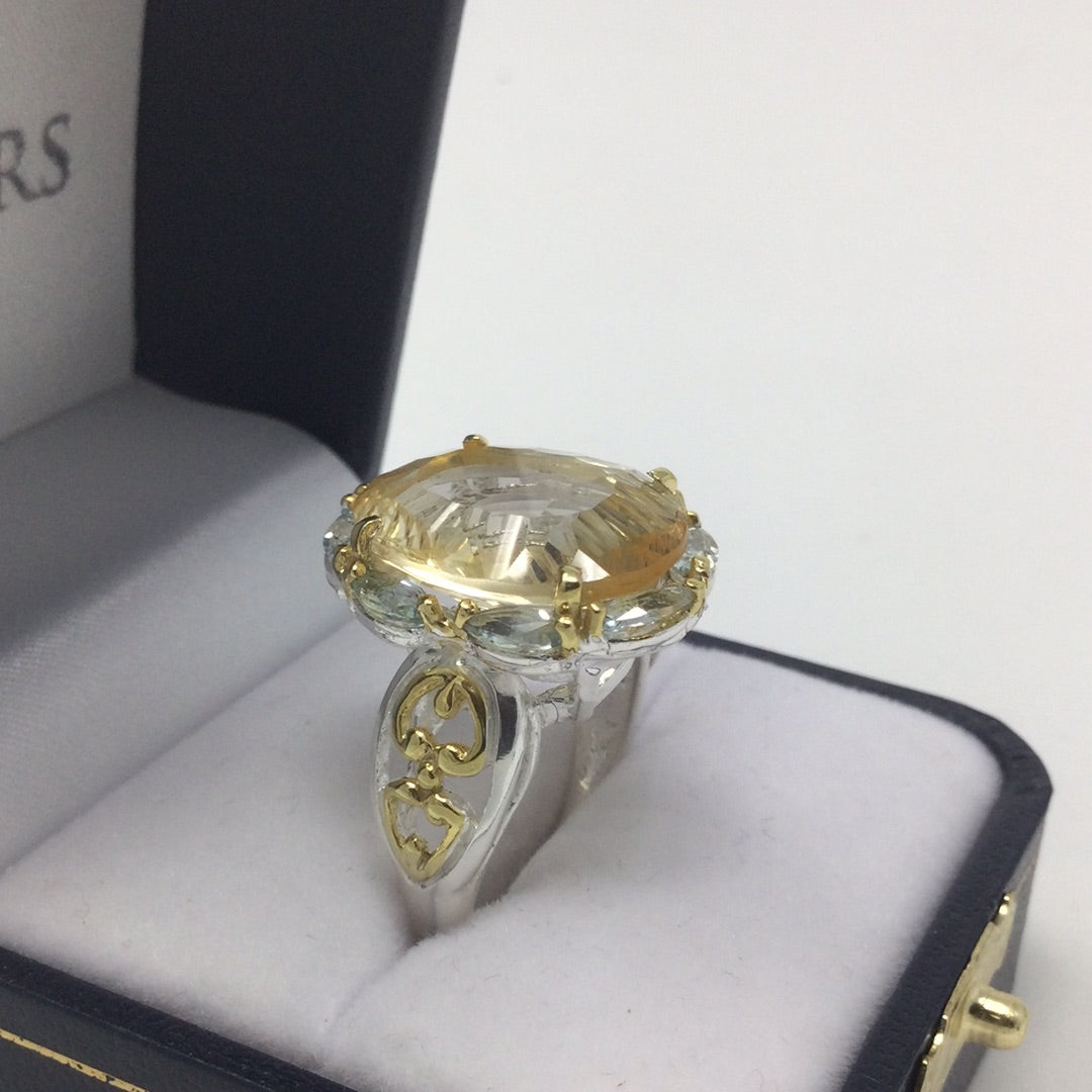 Exceptional Fancy Cut Genuine Citrine Ring