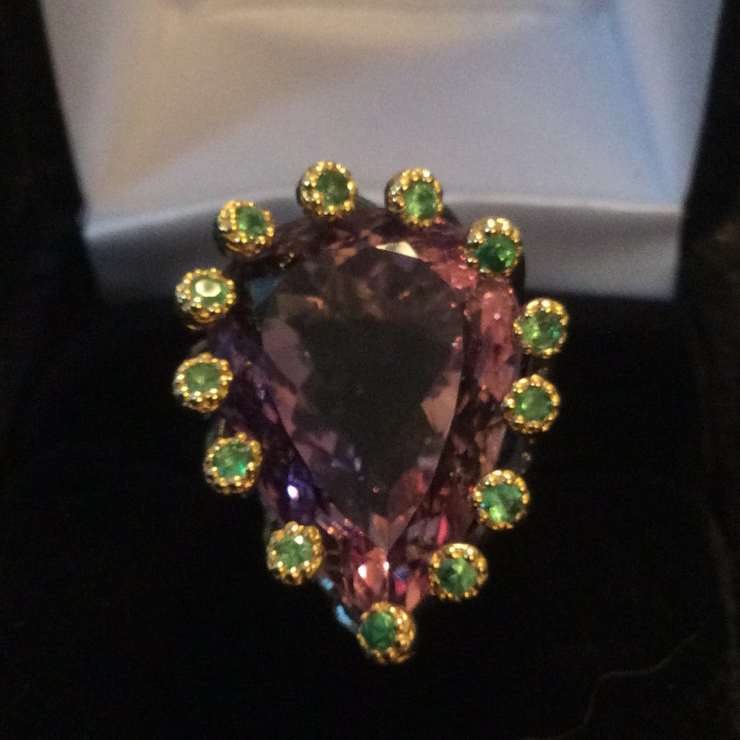 Majestic Genuine Ametrine & Tsavorite Garnet Ring