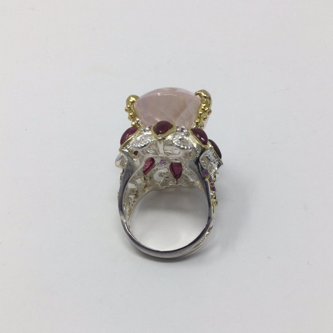 Divine Genuine Rose Quartz & Pink Tourmaline Ring