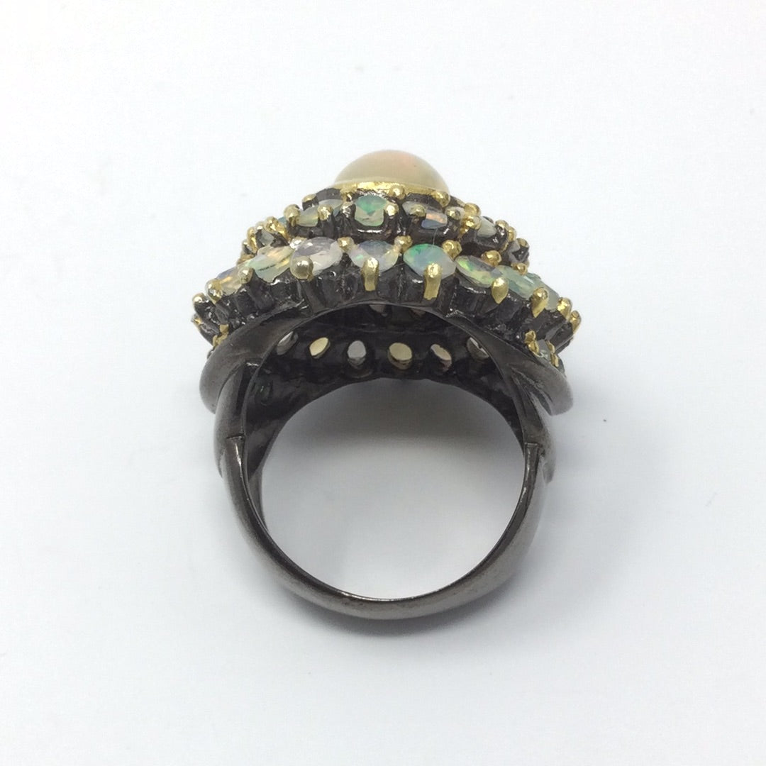 Genuine  Explosion of Opals Ring