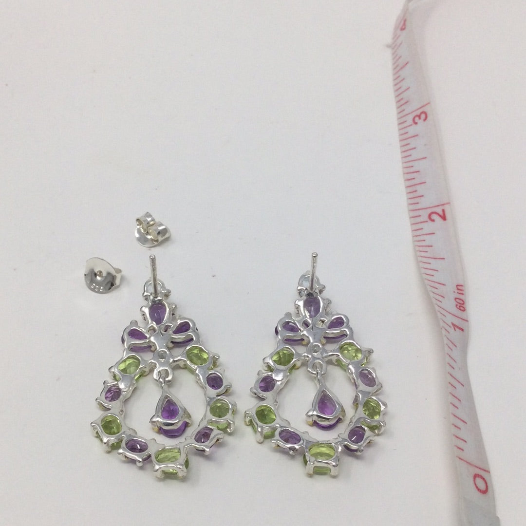 Genuine Amethyst & Peridot Earrings