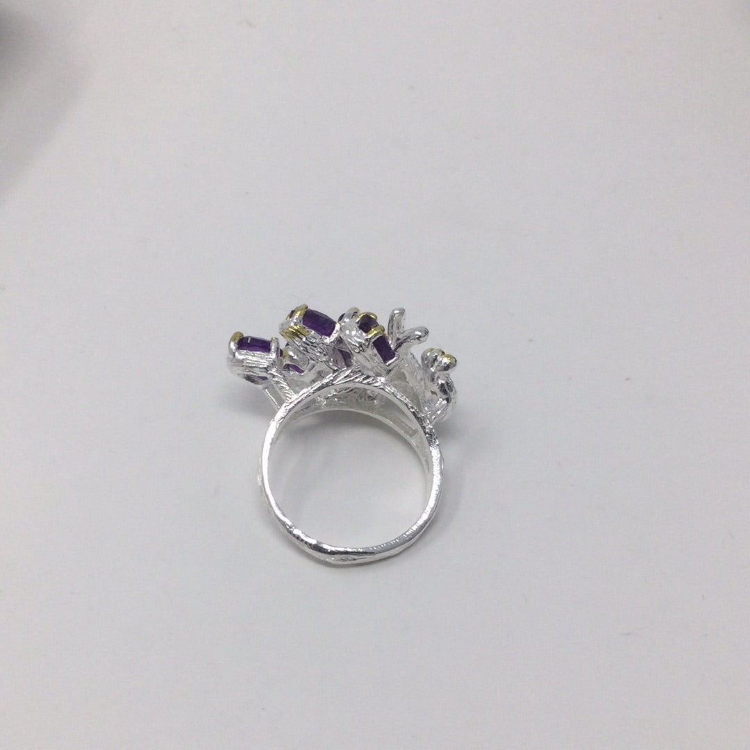 Genuine Amethyst Peacock Ring