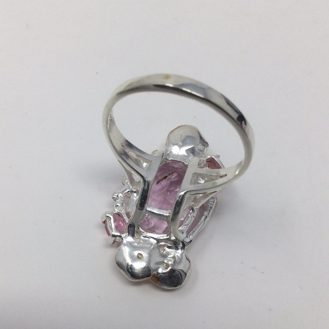 Genuine Kunzite & Tourmaline Ring