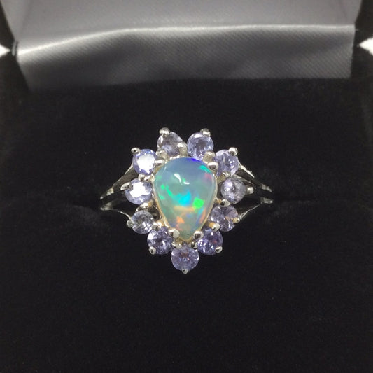 Genuine Opal & Tanzanite Ring