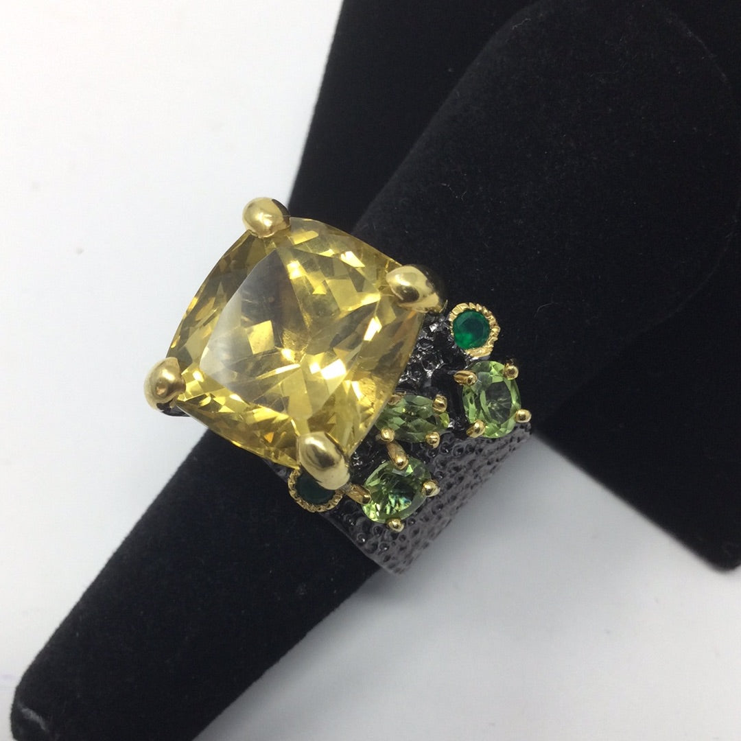 Stylized Edgy Genuine Citrine Ring