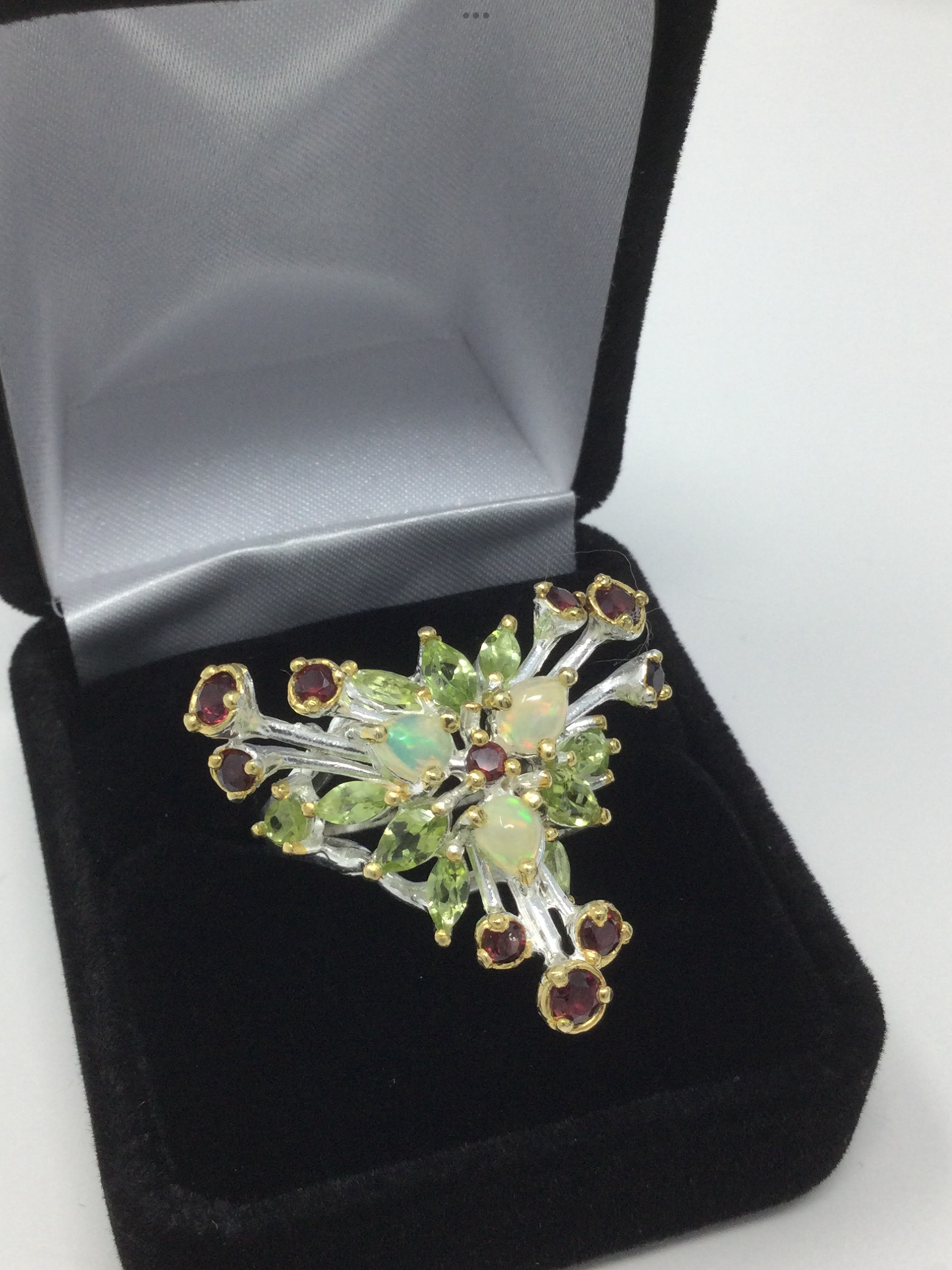 Galaxy of Opals, Garnets & Peridot Ring