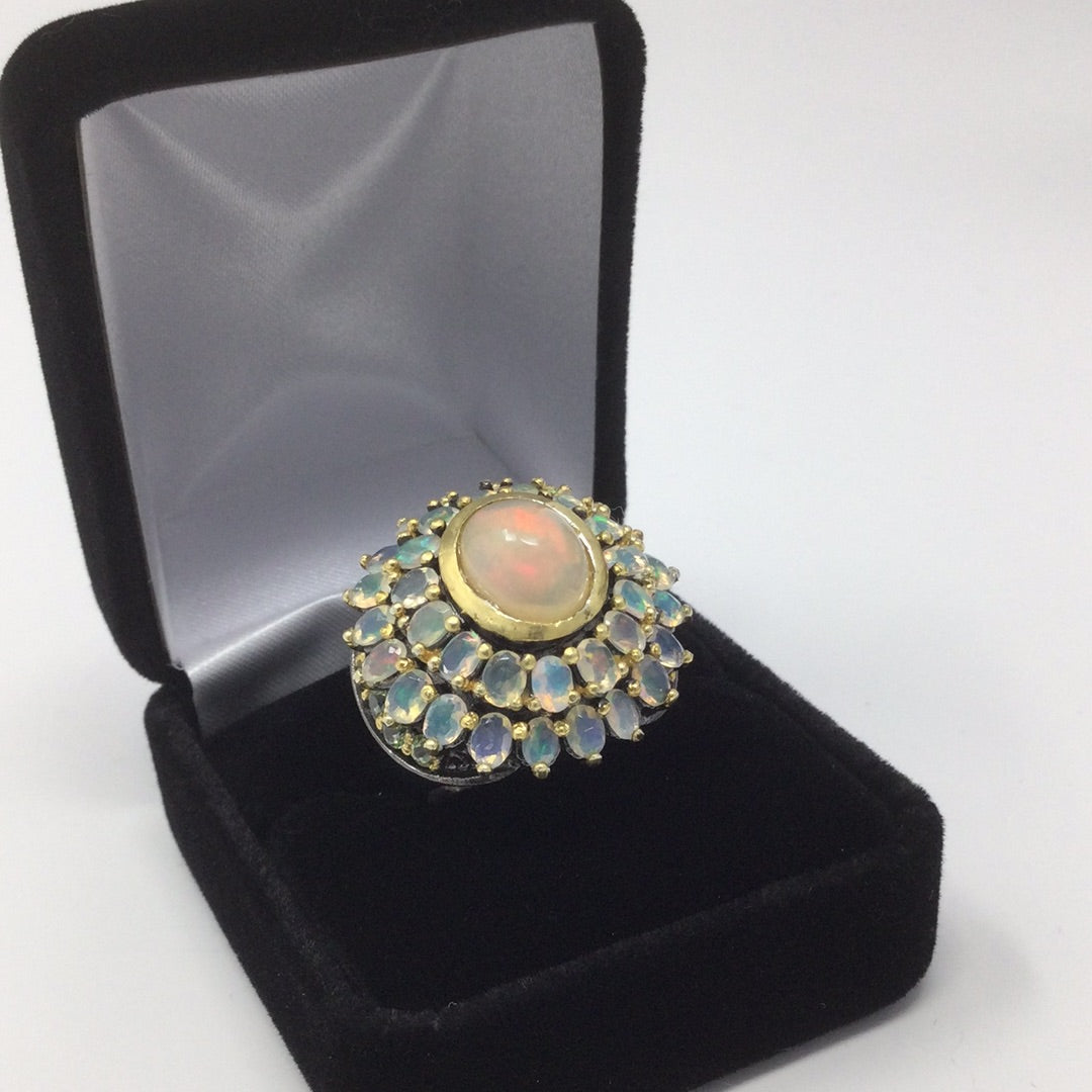 Genuine  Explosion of Opals Ring