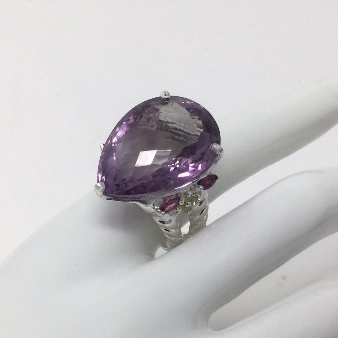 Incredible 45 CTW Genuine Amethyst Ring