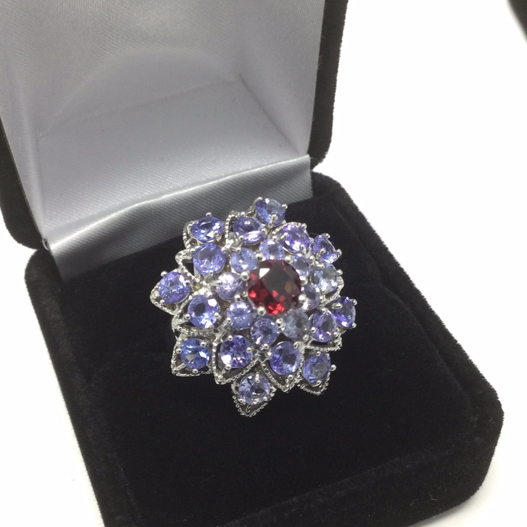 Genuine Tanzanite & Garnet Ring