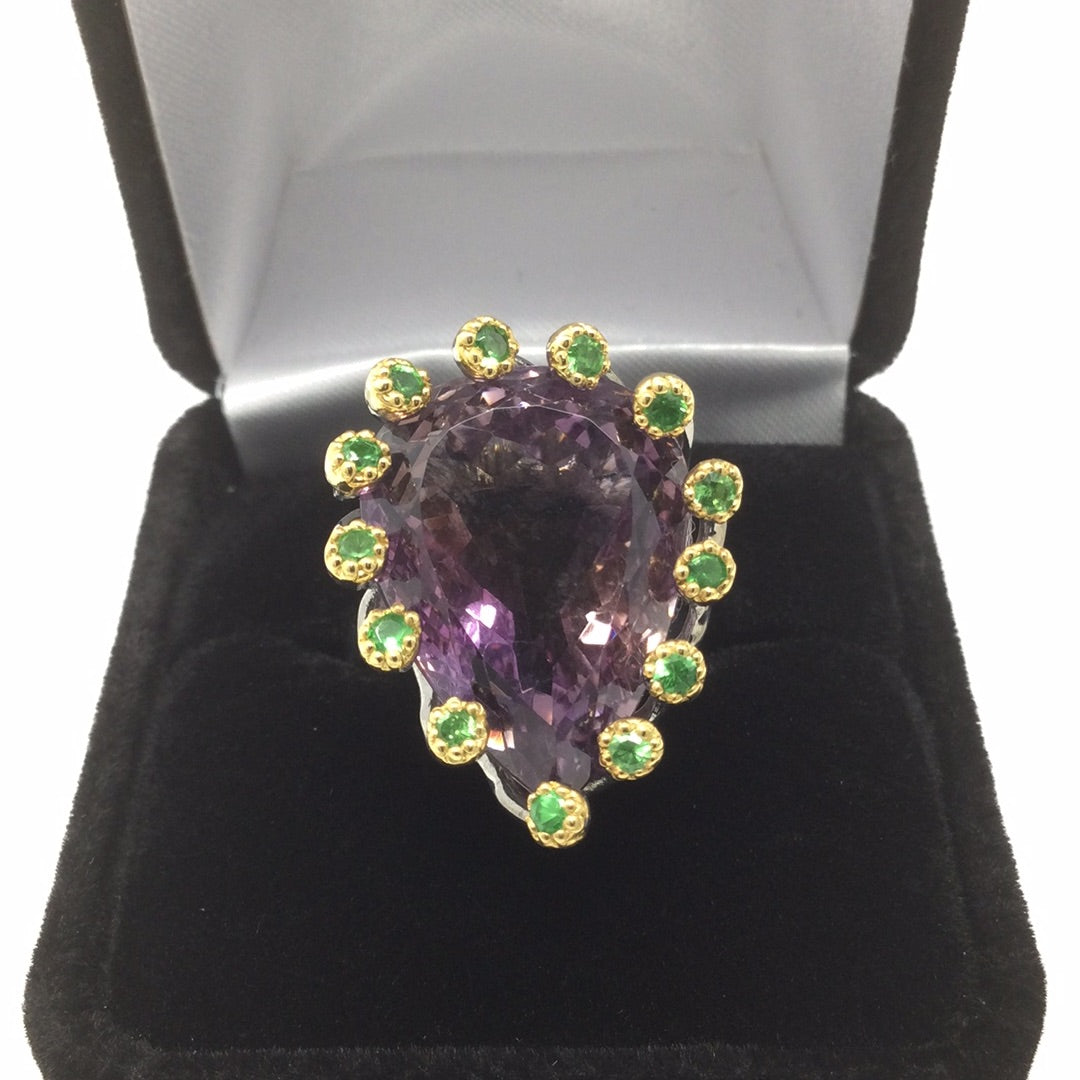 Majestic Genuine Ametrine & Tsavorite Garnet Ring