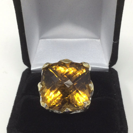 Incredible Genuine 34CTW Cognac Quartz Ring