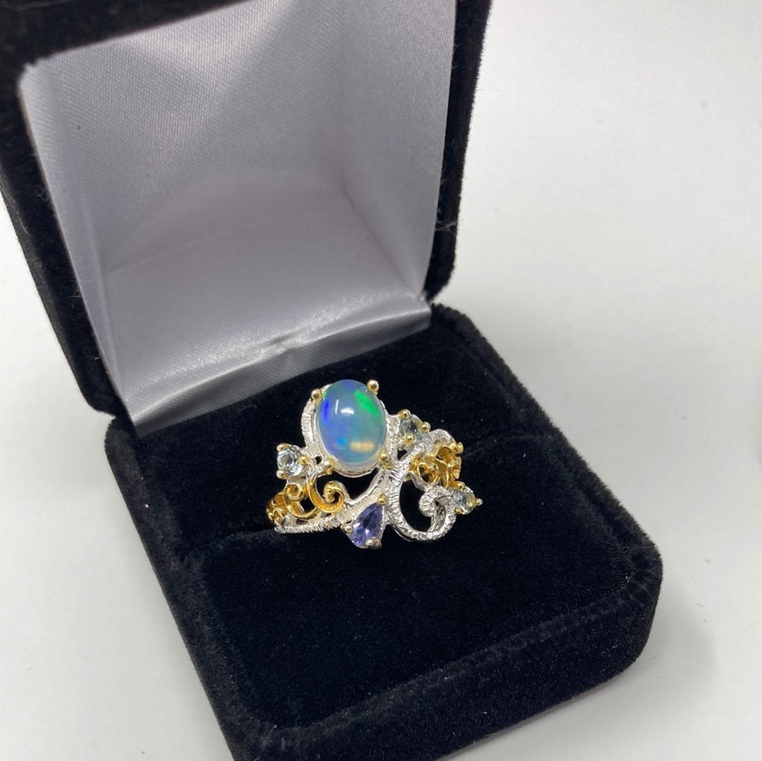 Opulent Opal & Tanzanite Ring