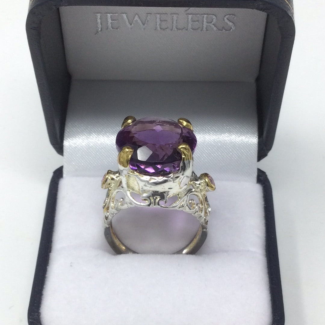 Intense Royal Purple Genuine Amethyst Ring