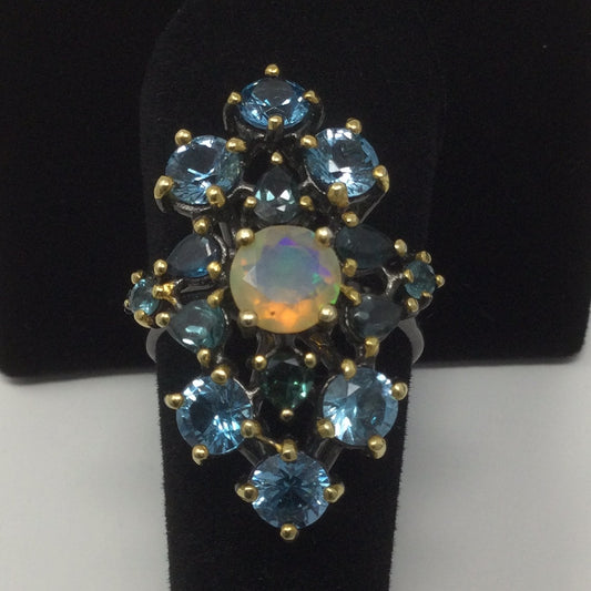 Genuine Topaz, Opal & Green Tourmaline Ring Tourmaline Ring