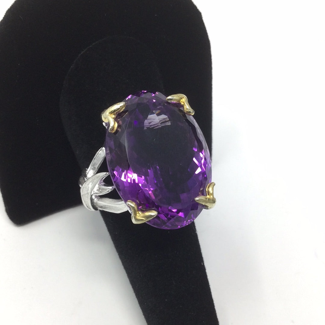 Astounding Genuine 37 CTW Amethyst Ring