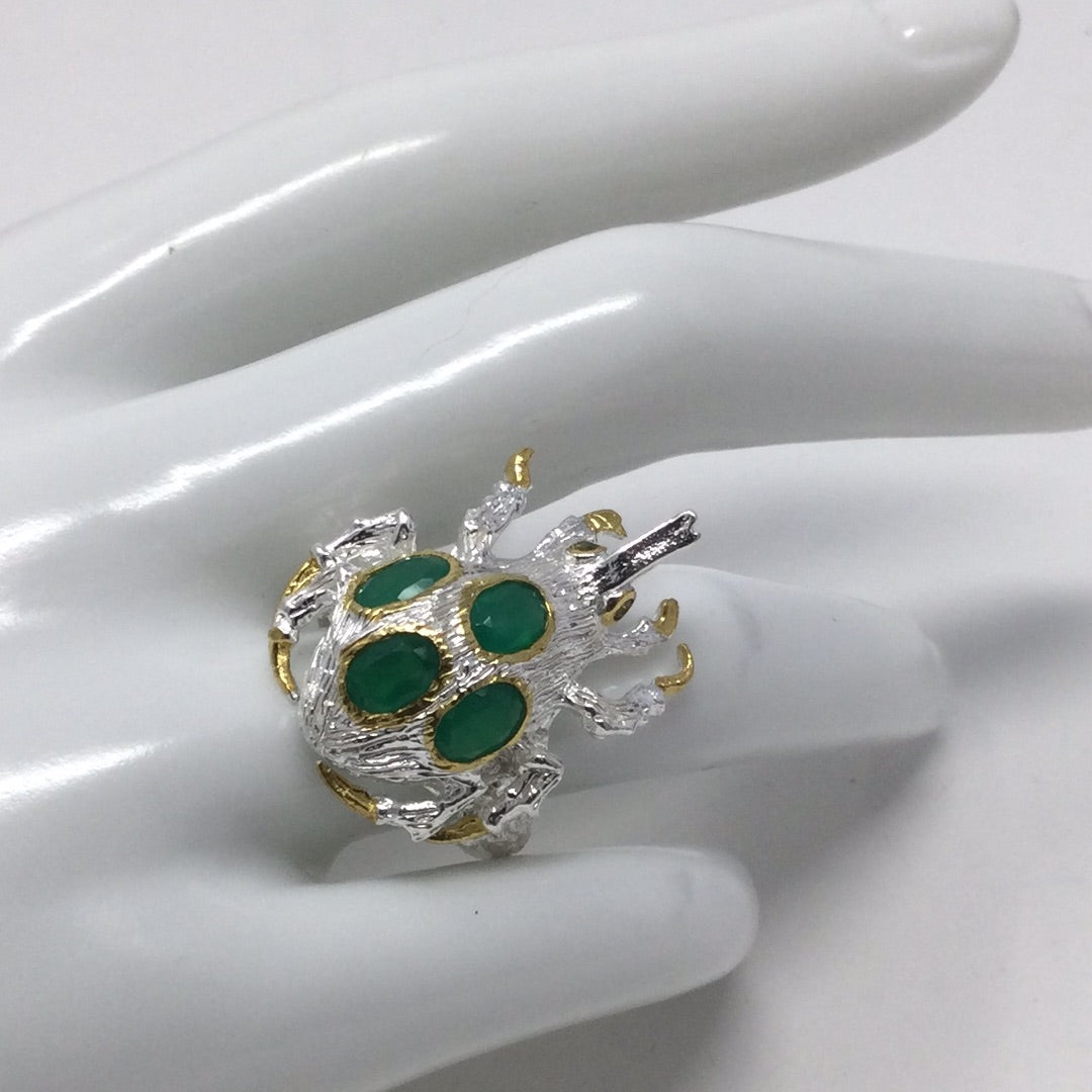 Don’t Bug Me, Genuine Faceted Green Onyx Ring