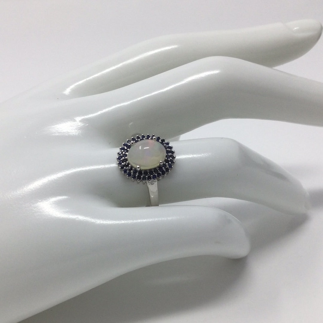 Genuine Opal & Sapphire Ring