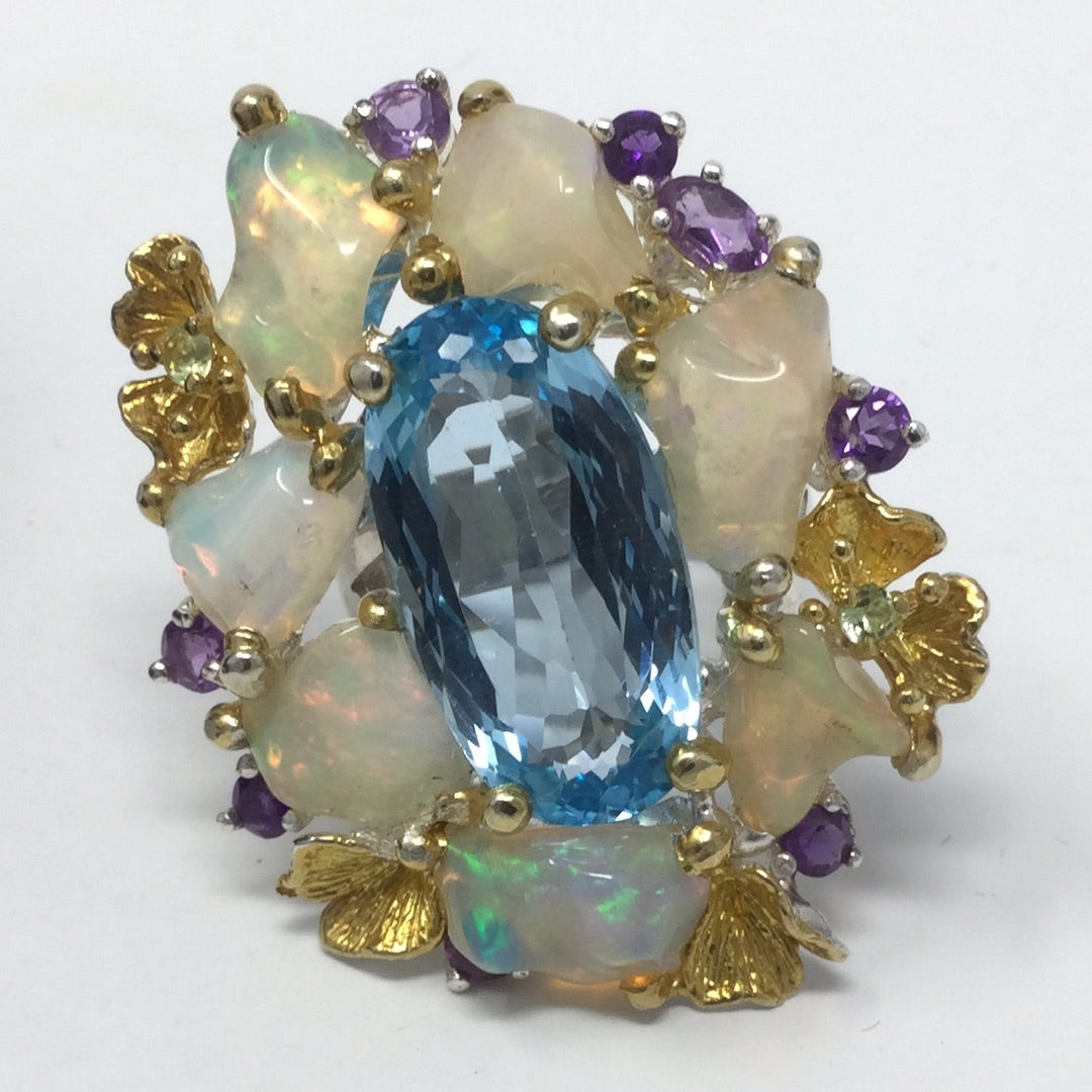 Explosion of Opals & Topaz Ring