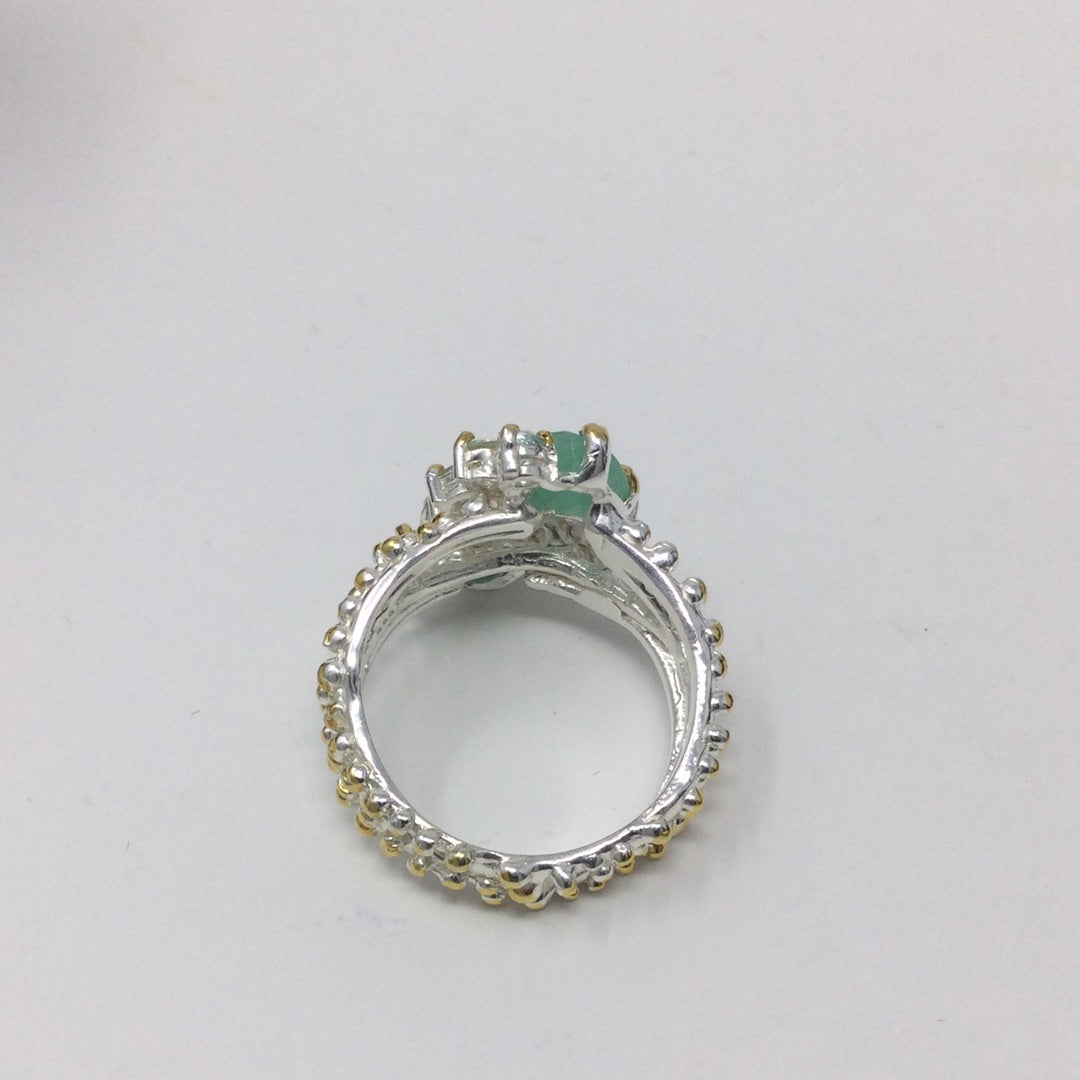 Genuine Emeralds Pear Shaped Ring