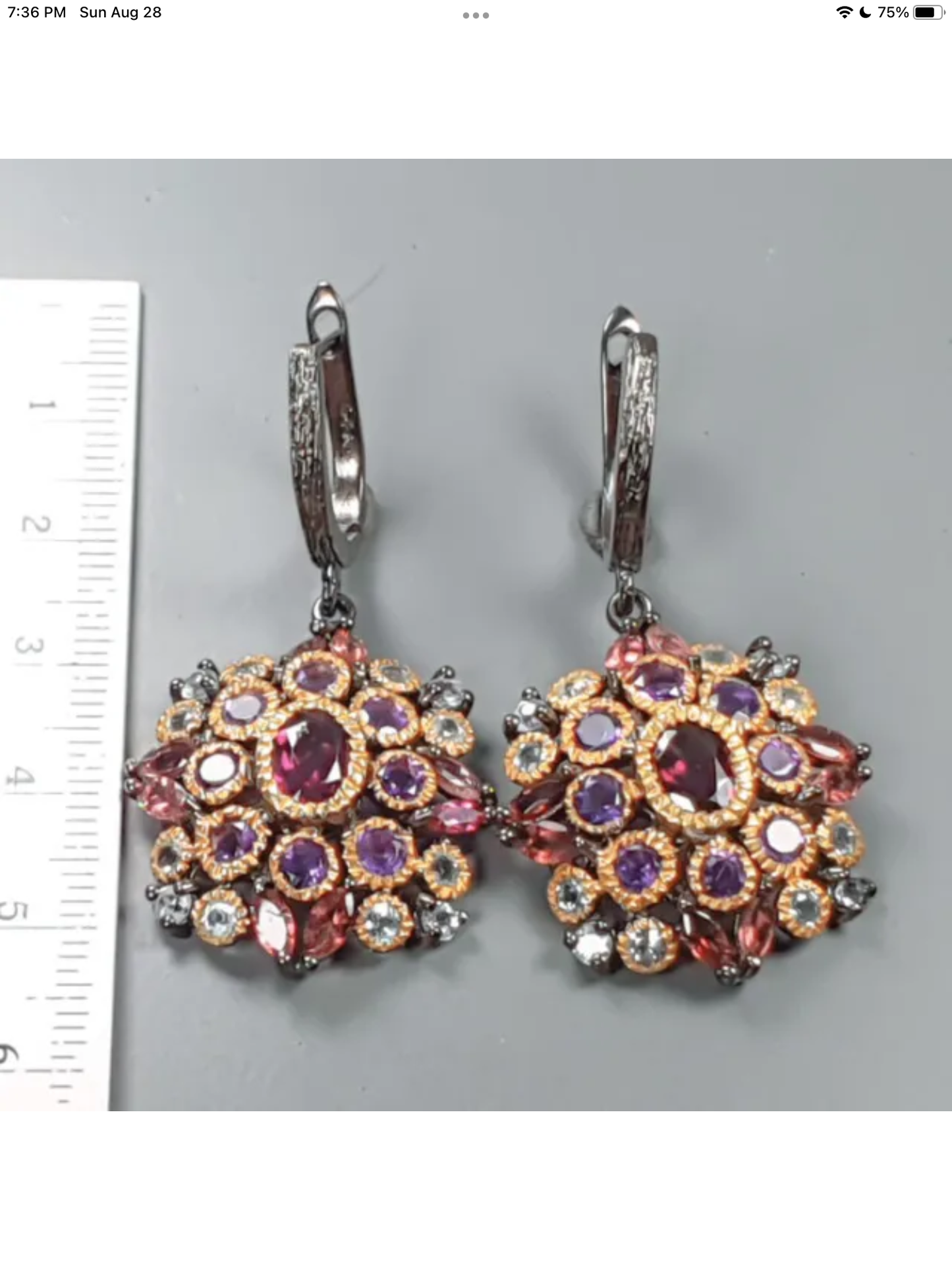 Genuine Garnets & Amethyst Earrings