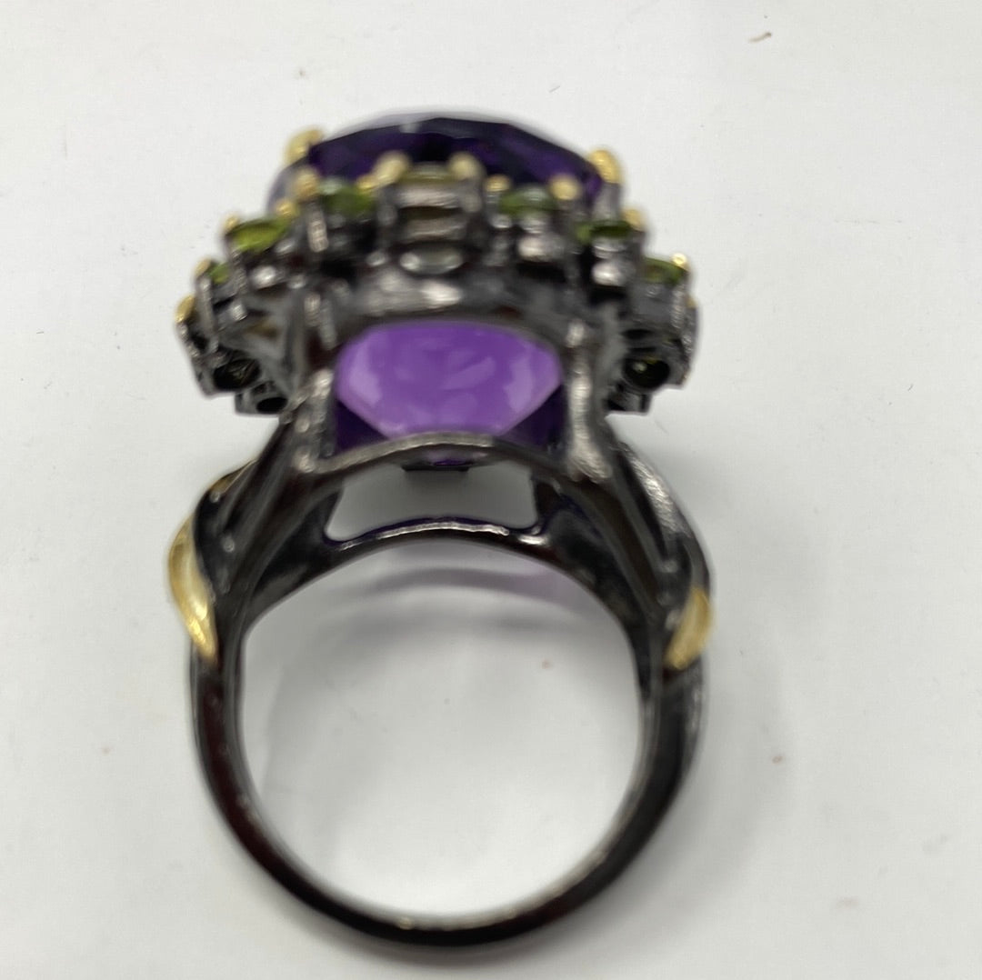 Impressive Genuine 35 CTW Amethyst Ring