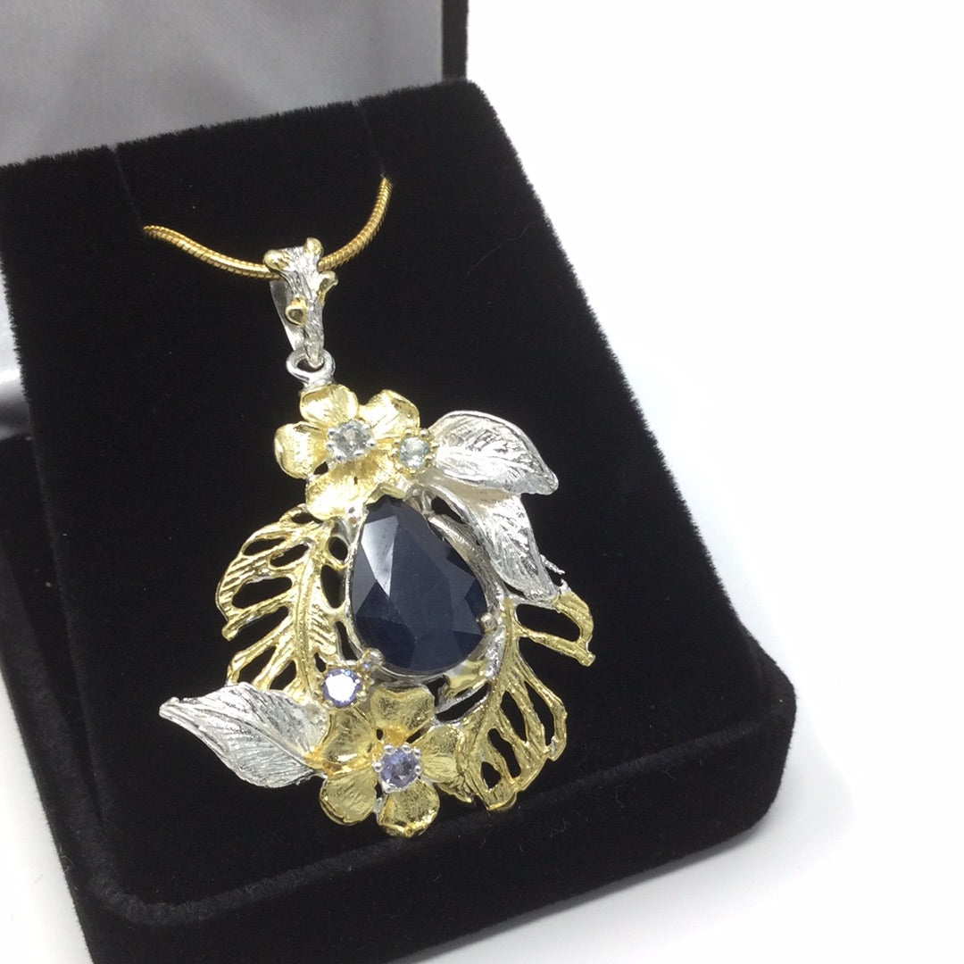 Genuine Sapphire & Tanzanite Pendant