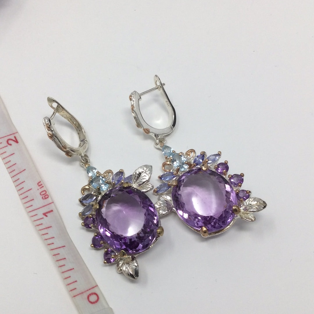 HOLD FOR VICTORIA Genuine Amethyst & Iolite Earrings